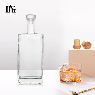 Αλκοολούχα ποτά γυάλινα μπουκάλια με φελλό από φελλό Custom Design 750ml Square