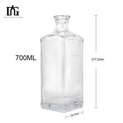 Προσαρμοσμένο φιαλίδιο γυαλιού 700 ml χωρητικότητας για οινοπνευματώδη ποτά ουίσκι βότκα τζιν τεκίλα