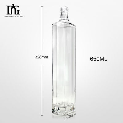 650 ml Creative Whiskey Vodka γυάλινα μπουκάλια με φελλό και καπάκι βίδας με χαραγμένη επιφάνεια