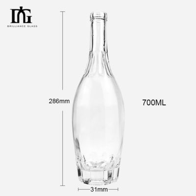 700 ml στρογγυλό γυάλινο μπουκάλι για οινοπνευματώδη ποτά Βότκα Τζιν Προσαρμοσμένο μοναδικό σχέδιο OEM/ODM Αποδεκτό