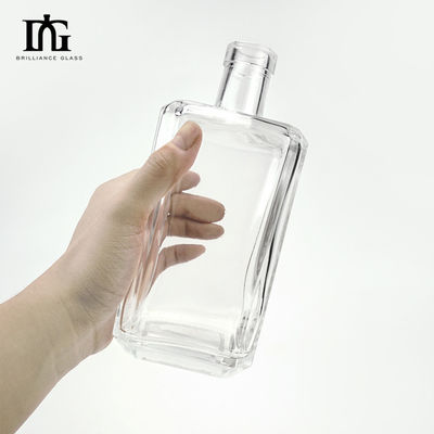 Σώμα Υλικό γυαλί Διαφανές 700ml τετραγωνικό γυαλί μπουκάλι ποτού Βότκα Ουίσκι Τζιν μπουκάλι με φελλό