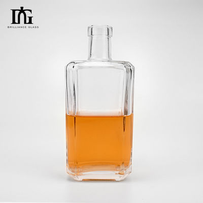 Σώμα Υλικό γυαλί Διαφανές 700ml τετραγωνικό γυαλί μπουκάλι ποτού Βότκα Ουίσκι Τζιν μπουκάλι με φελλό