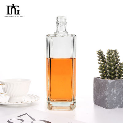 500ml Square Clear Empty Brandy Whisky Glass Flask με αποδεκτό OEM/ODM