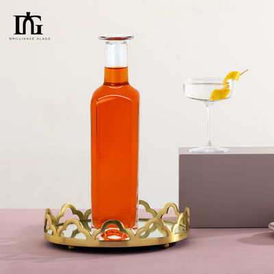 750ml 1000ml Ουίσκι Ρουμ Τζιν Τεκίλα γυάλινο μπουκάλι με φελλό και κομψό σχεδιασμό