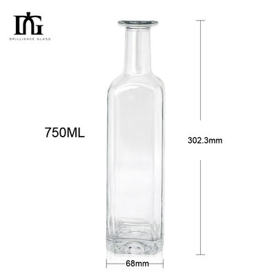 750ml 1000ml Ουίσκι Ρουμ Τζιν Τεκίλα γυάλινο μπουκάλι με φελλό και κομψό σχεδιασμό