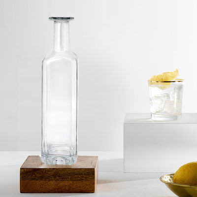 750ml 1000ml Ουίσκι Ρουμ Τζιν Τεκίλα γυάλινο μπουκάλι με φελλό και κομψό σχεδιασμό