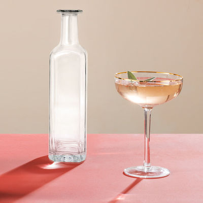 750ml 1000ml Ουίσκι Ρουμ Τζιν Τεκίλα γυάλινο μπουκάλι με φελλό και κομψό σχεδιασμό