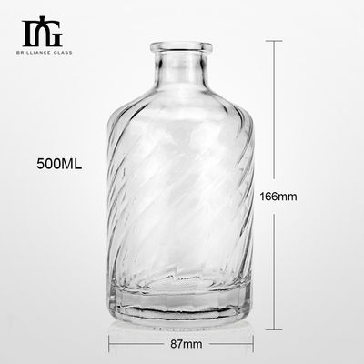 Με χαραγμένο γυάλινο κολάρο 500 ml μπουκάλι βότκα με παχύ πάτωμα και προσαρμοσμένο σχεδιασμό