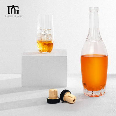 250 ml/500 ml/700 ml/750 ml χωρητικότητα γυάλινο μπουκάλι κόκκινου κρασιού ανθεκτική και αεροστεγή φέτα από φελλό