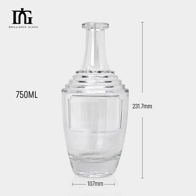 750 ml κενό γυάλινο μπουκάλι οινοπνεύματος με τύπου φελλού σφράγισης και αποδεκτό λογότυπο του πελάτη