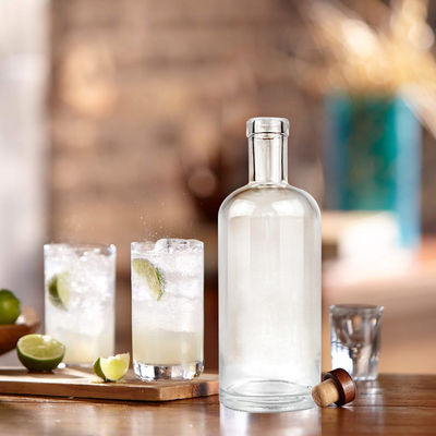 375 ml 500 ml 750 ml 1000 ml γυάλινη βότκα τζιν μπουκάλι με χαραγμένο χειρισμό επιφάνειας