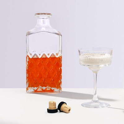 Λούξυ γυάλινο κολάρο χωρίς μόλυβδο Κρυστάλλινα γυαλιά ουίσκι Ντεκαντέρ με φελλό