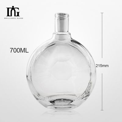 Προσαρμοσμένο 700 ml στρογγυλό γυάλινο φλιντ ποτό κρασί ουίσκι βότκα τεκίλα μπουκάλι με κάλυμμα φελλού