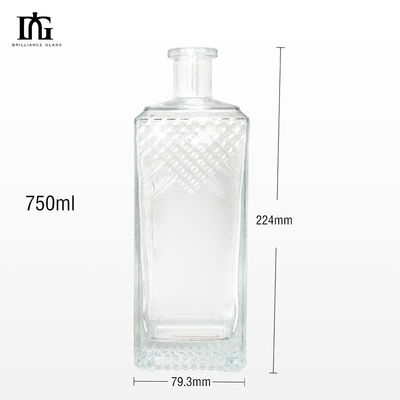 Τύπος σφράγισης Φελλός 700ml 375ml 500ml γυάλινο μπουκάλι για ουίσκι Λικέρ Square Βότκα