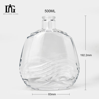 750 ml γυάλινα καθαρά στρογγυλά 700 ml γυάλινα μπουκάλια με αλκοόλ για ουίσκι και μπράντυ TJ008