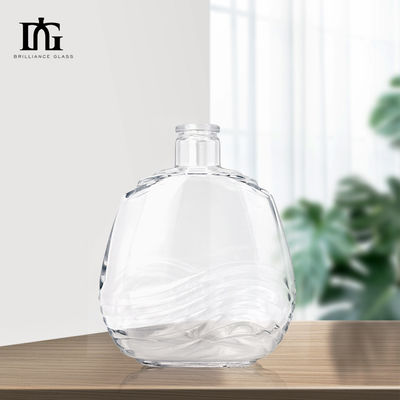 750 ml γυάλινα καθαρά στρογγυλά 700 ml γυάλινα μπουκάλια με αλκοόλ για ουίσκι και μπράντυ TJ008